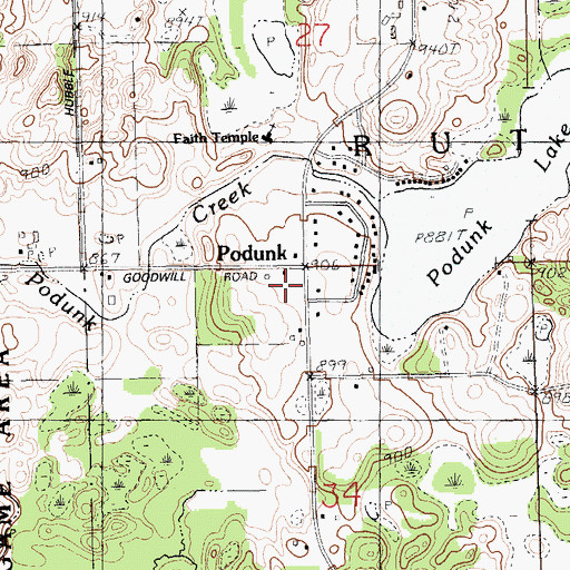 Topographic Map of Podunk, MI
