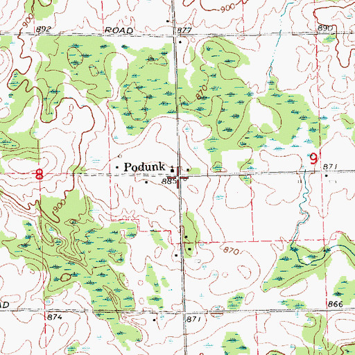 Topographic Map of Podunk, MI