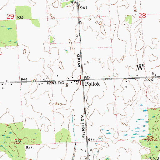 Topographic Map of Pollok, MI