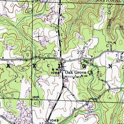 Topographic Map of Oak Grove, AL
