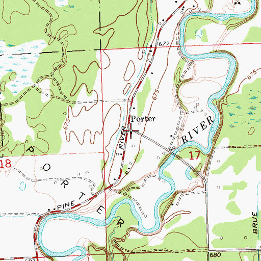 Topographic Map of Porter, MI