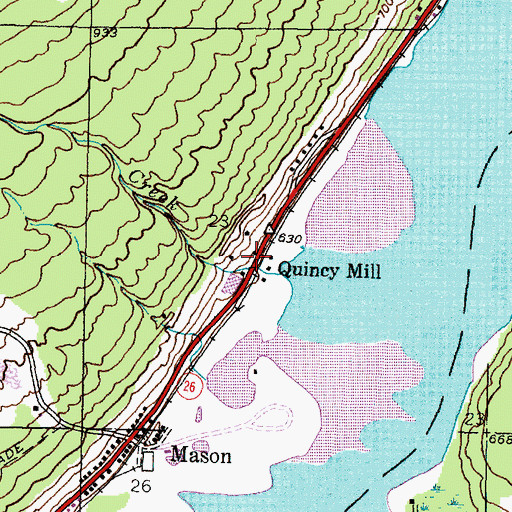Topographic Map of Quincy Mill, MI