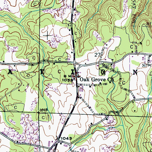 Topographic Map of Oak Grove Cemetery, AL