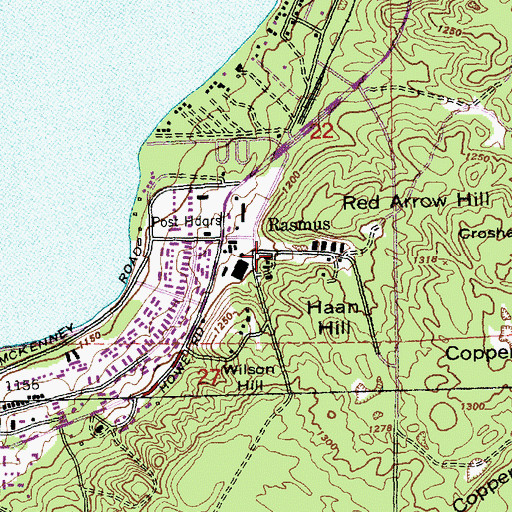 Topographic Map of Rasmus, MI