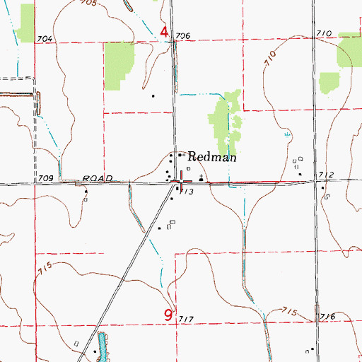 Topographic Map of Redman, MI