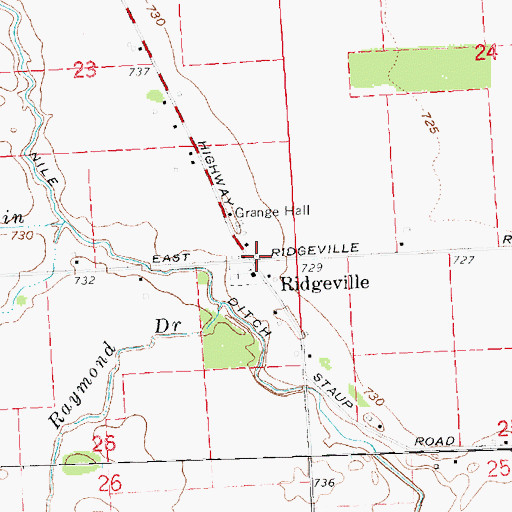 Topographic Map of Ridgeville, MI