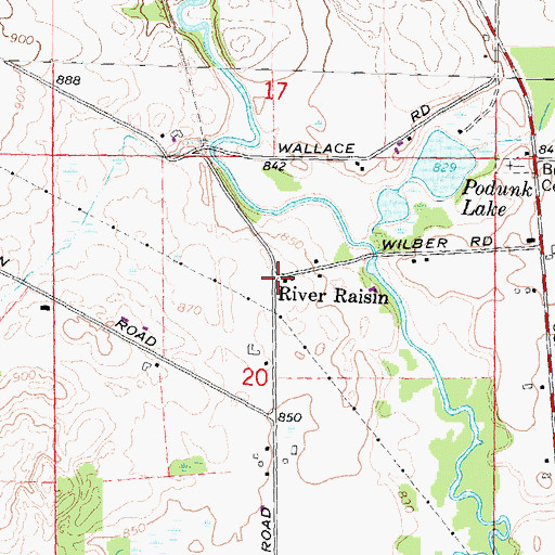 Topographic Map of River Raisin, MI