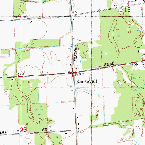 Topographic Map of Roosevelt, MI