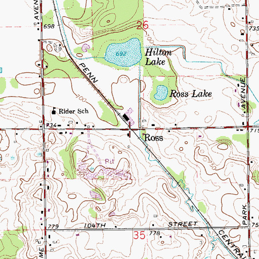 Topographic Map of Ross, MI