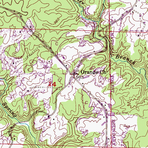Topographic Map of Orange, AL