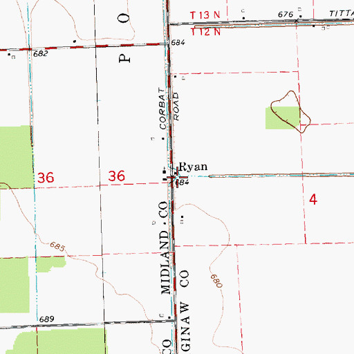 Topographic Map of Ryan, MI