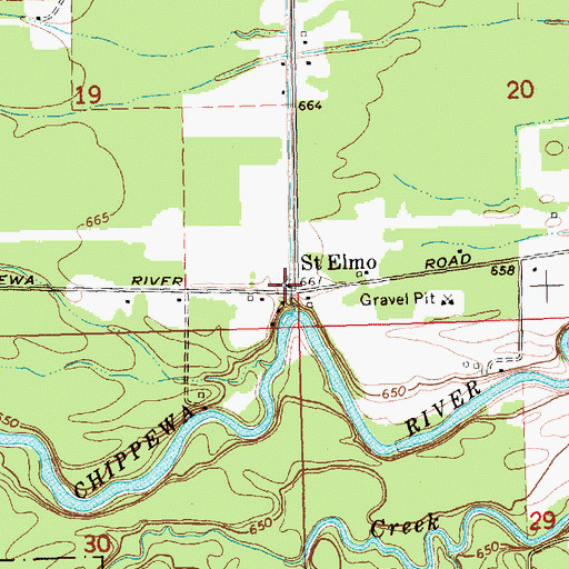Topographic Map of Saint Elmo, MI