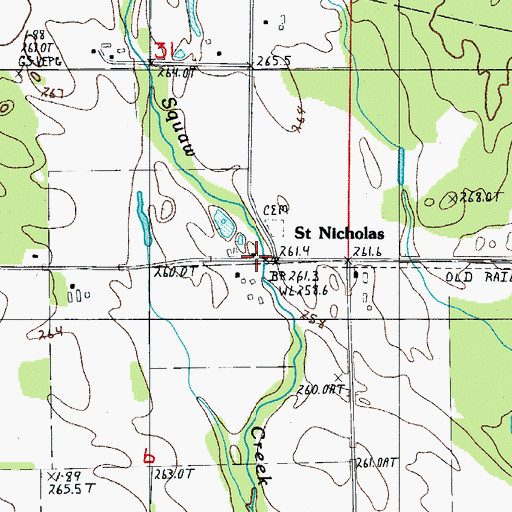 Topographic Map of Saint Nicholas, MI