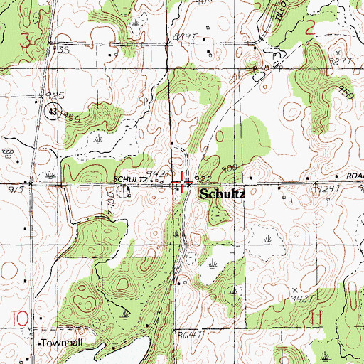 Topographic Map of Schultz, MI