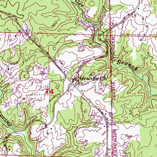 Topographic Map of Orange Cemetery, AL