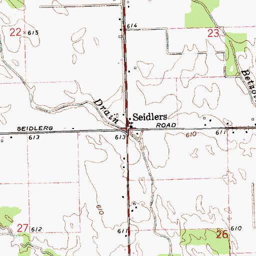 Topographic Map of Seidlers, MI
