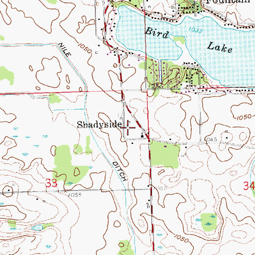 Topographic Map of Shadyside, MI