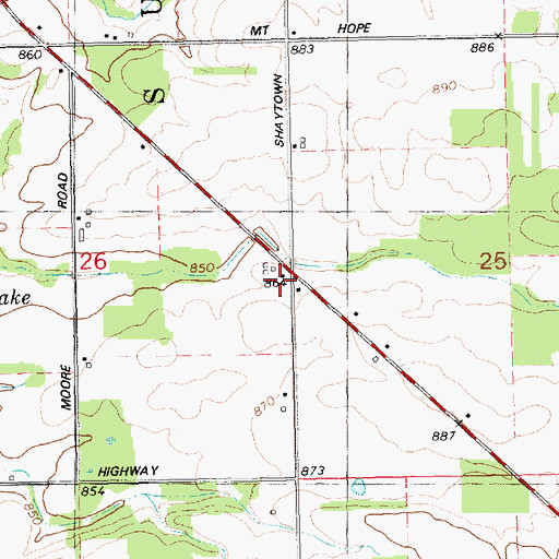 Topographic Map of Shaytown, MI
