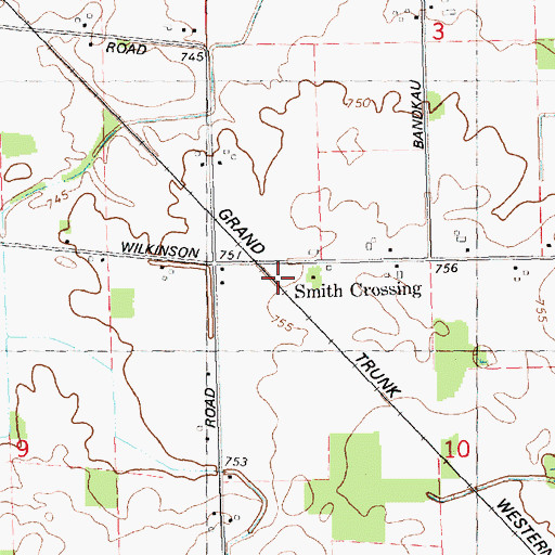 Topographic Map of Smith Crossing, MI