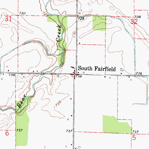 Topographic Map of South Fairfield, MI