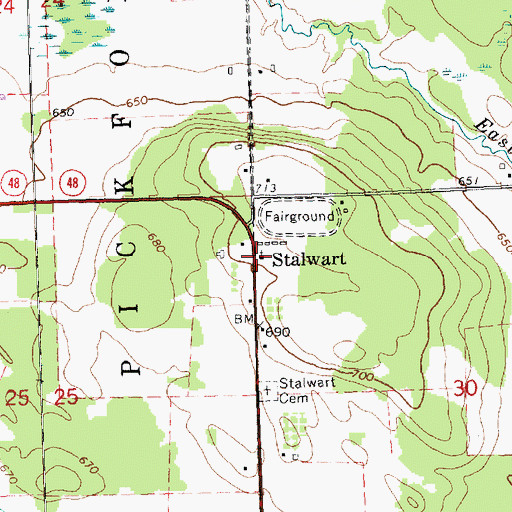 Topographic Map of Stalwart, MI