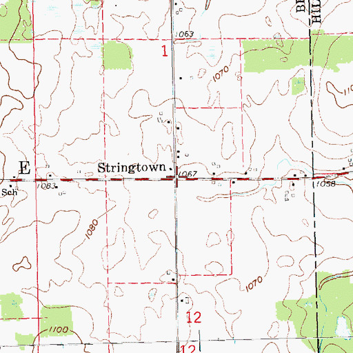 Topographic Map of Stringtown, MI