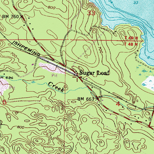 Topographic Map of Sugar Loaf, MI