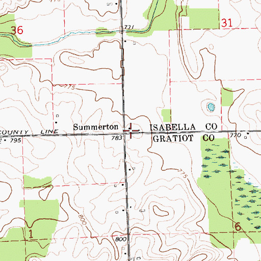 Topographic Map of Summerton, MI