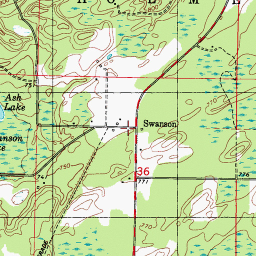 Topographic Map of Swanson, MI