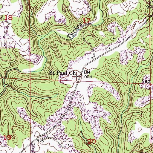 Topographic Map of Saint Paul Cemetery, AL
