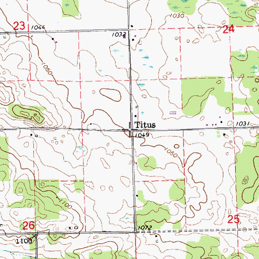 Topographic Map of Titus, MI