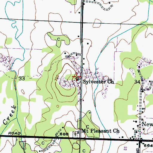 Topographic Map of Sylvester Cemetery, AL