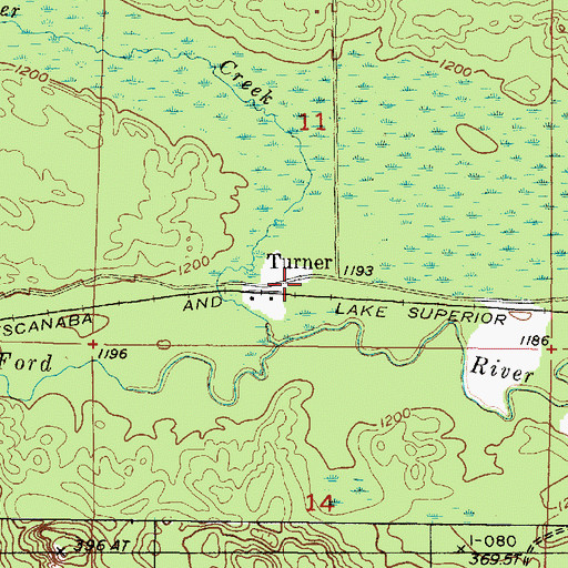 Topographic Map of Turner, MI