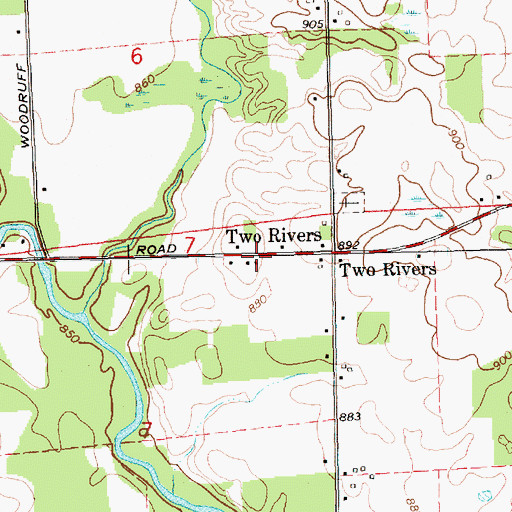 Topographic Map of Two Rivers, MI