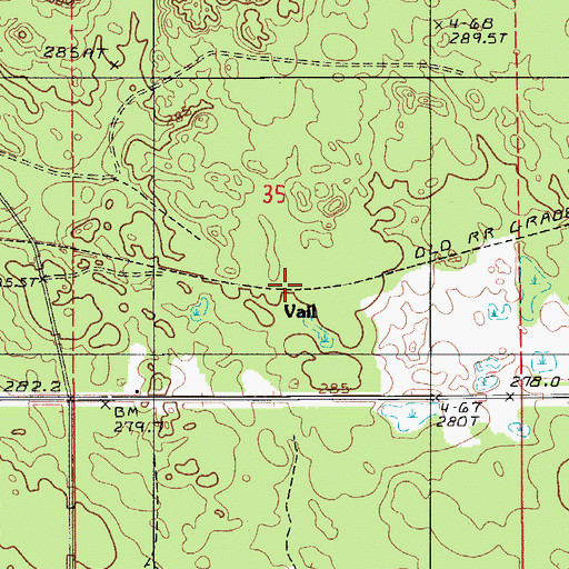 Topographic Map of Vail, MI