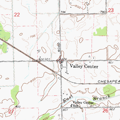 Topographic Map of Valley Center, MI