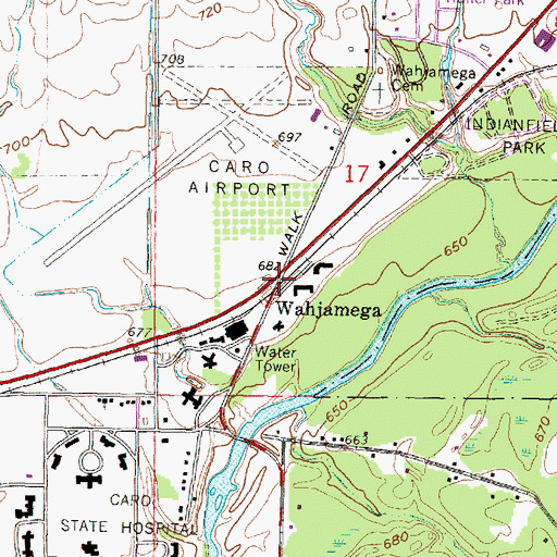 Topographic Map of Wahjamega, MI