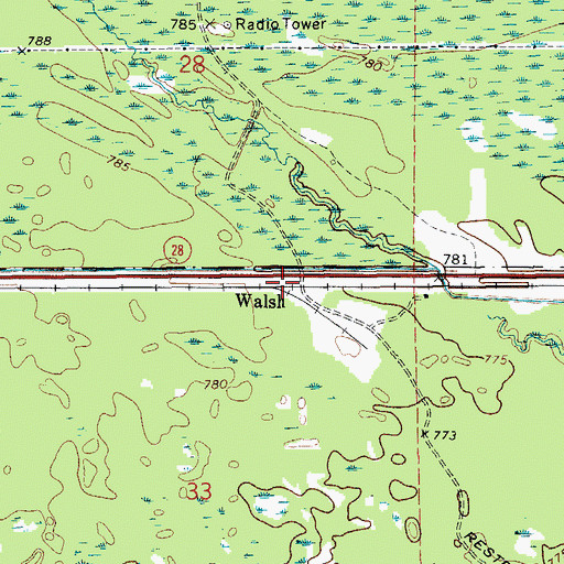 Topographic Map of Walsh, MI
