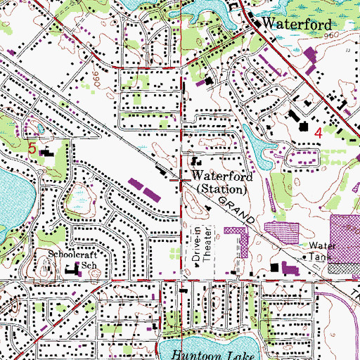 Topographic Map of Waterford, MI