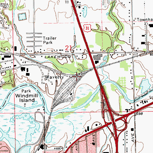 Topographic Map of Waverly, MI