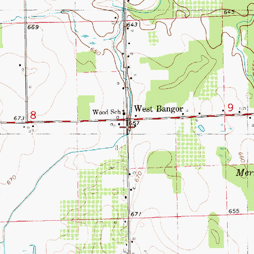 Topographic Map of West Bangor, MI