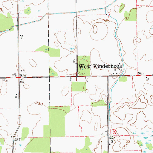 Topographic Map of West Kinderhook, MI