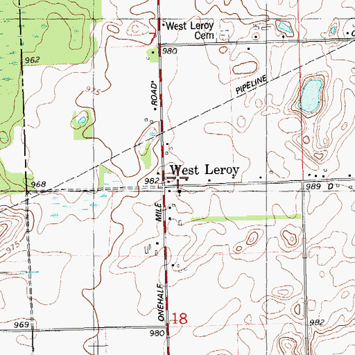 Topographic Map of West Leroy, MI