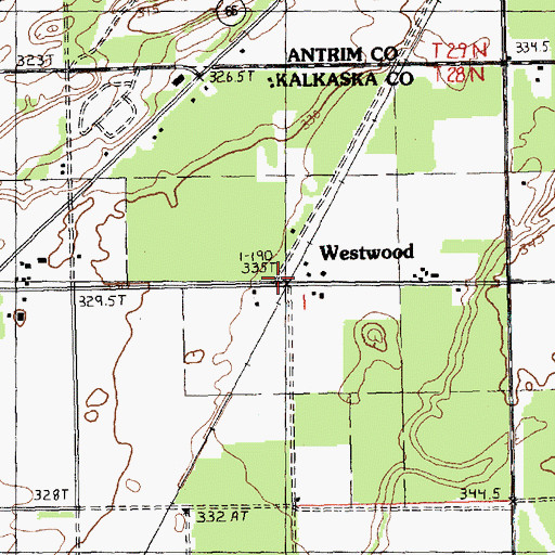 Topographic Map of Westwood, MI