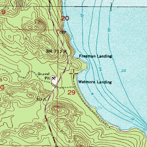 Topographic Map of Wetmore Landing, MI