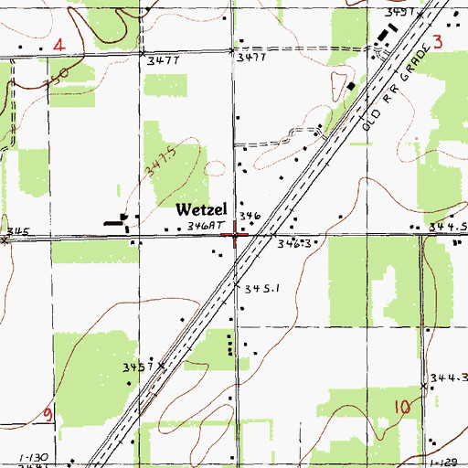 Topographic Map of Wetzel, MI