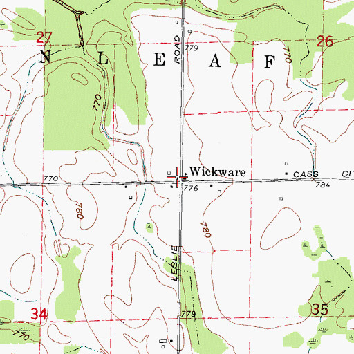Topographic Map of Wickware, MI