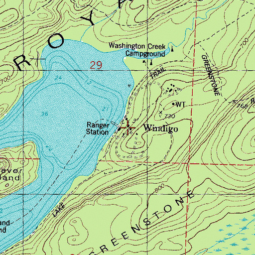 Topographic Map of Windigo, MI