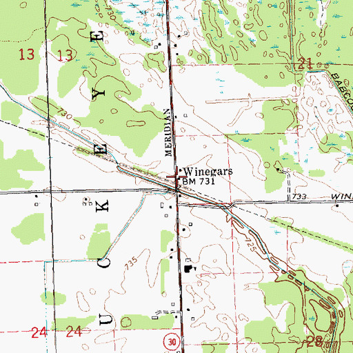 Topographic Map of Winegars, MI