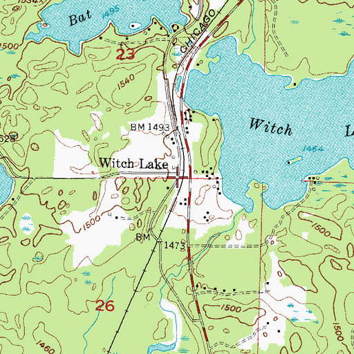 Topographic Map of Witch Lake, MI